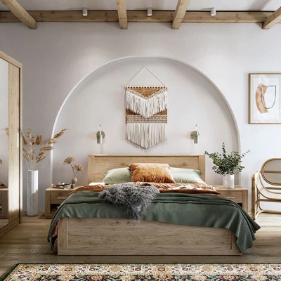 Manželská postel s roštem NALDO - 180x200, dub san remo