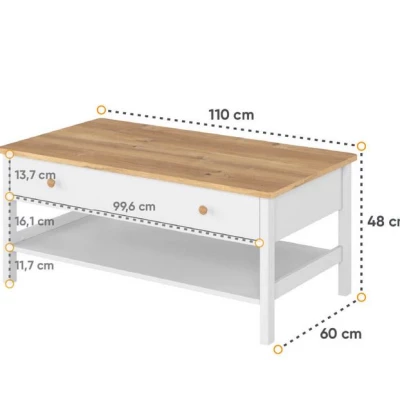 Konferenční stolek ODALYS - dub nash / bílý