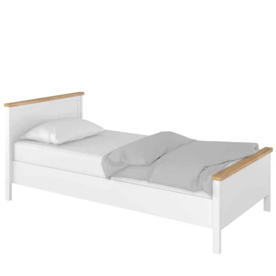 Jednolůžková postel s matrací ODALYS - 90x200, dub nash / bílá