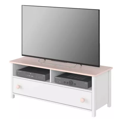 TV stolek do dětského pokoje LALI - bílý / růžový