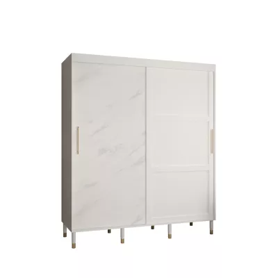 Šatní skříň SHAILA 6 - 180 cm, bílá + mramor