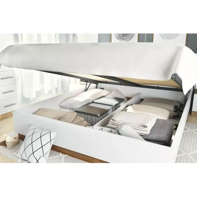 Manželská postel s úložným prostorem NEREA - 140x200, dub stirling / bílá