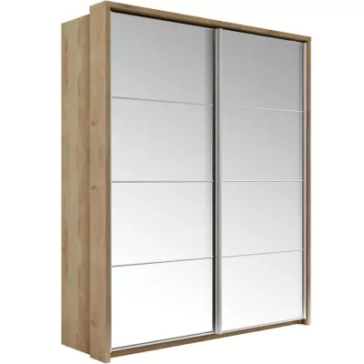 Zrcadlová šatní skříň 180 cm MAWELYN 10 - dub shetland