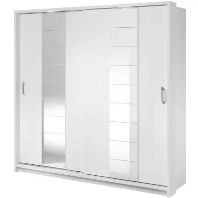 Šatní skříň 220 cm s posuvnými dveřmi MAWELYN 9 - bílá + LED osvětlení ZDARMA