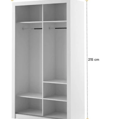 Šatní skříň 120 cm s posuvnými dveřmi MAWELYN 7 - bílá