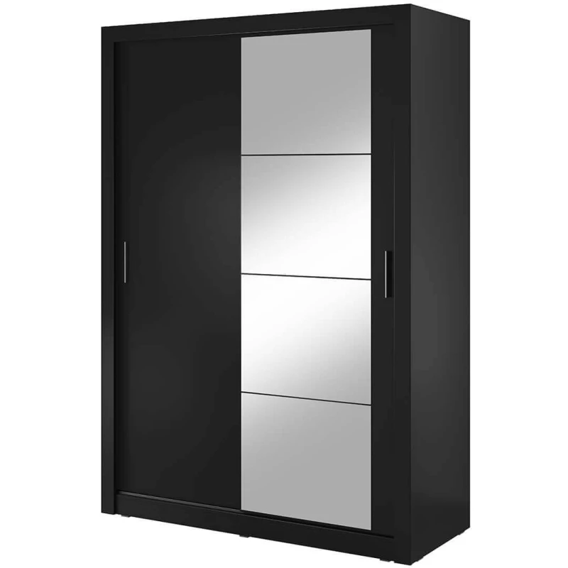 Šatní skříň se zrcadlem 150 cm MAWELYN 5 - černá