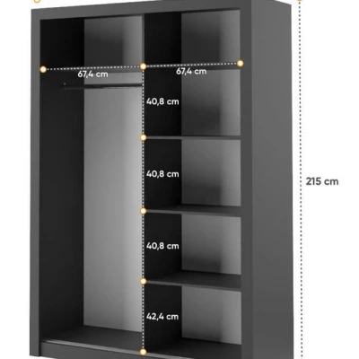 Šatní skříň se zrcadlem 150 cm MAWELYN 5 - černá