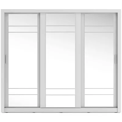 Šatní skříň se zrcadlem 250 cm MAWELYN 3 - bílá
