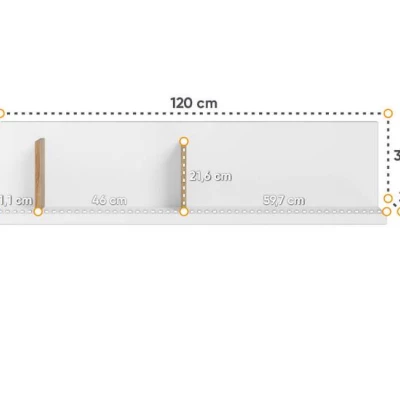 Polička na zeď PASTORA - ořech hickory / bílá