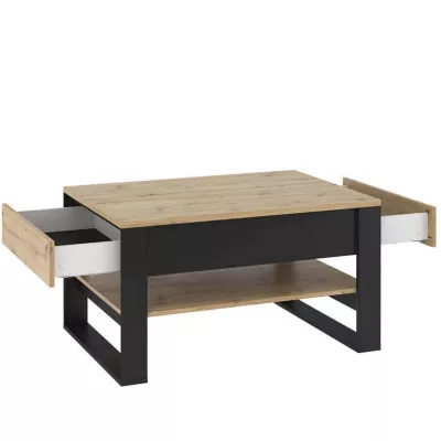 Konferenční stolek QUINTY - dub artisan / černý