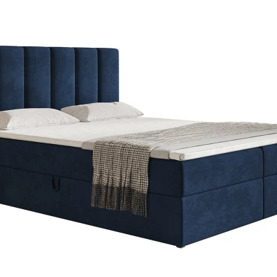 Boxspringová manželská postel BINDI 2 - 140x200, tmavě modrá