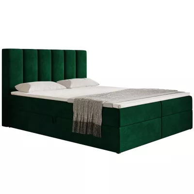 Boxspringová manželská postel BINDI 1 - 160x200, zelená + topper