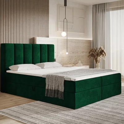 Boxspringová manželská postel BINDI 1 - 180x200, zelená + topper