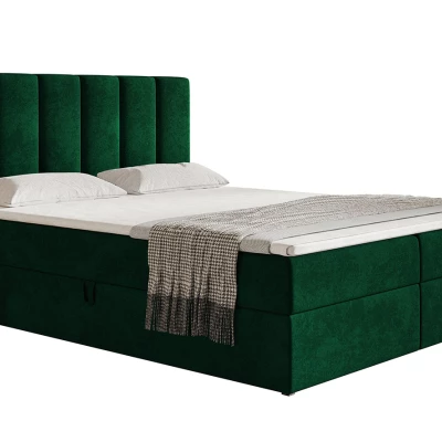 Boxspringová manželská postel BINDI 1 - 180x200, zelená + topper