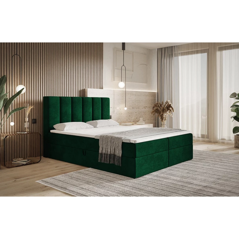 Boxspringová manželská postel BINDI 1 - 180x200, zelená