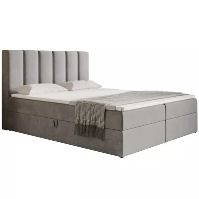 Boxspringová jednolůžková postel BINDI 1 - 120x200, světle šedá + topper