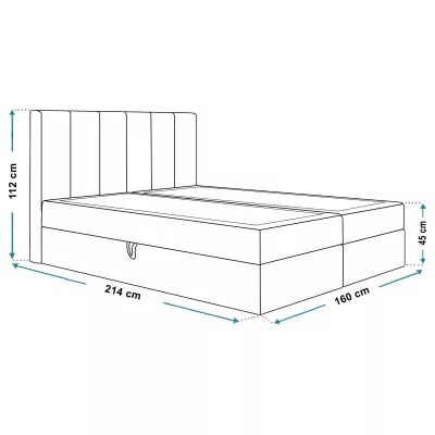 Boxspringová manželská postel BINDI 1 - 160x200, světle šedá + topper
