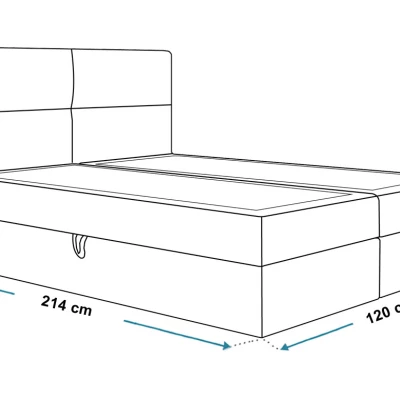 Boxspringová jednolůžková postel CARLA 1 - 120x200, světle šedá + topper