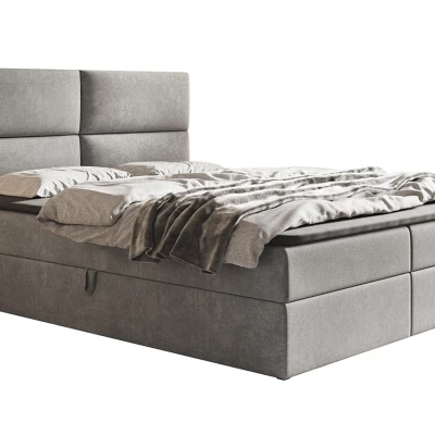 Boxspringová manželská postel CARLA 1 - 160x200, světle šedá + topper