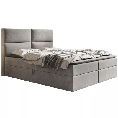 Boxspringová manželská postel CARLA 1 - 160x200, světle šedá + topper