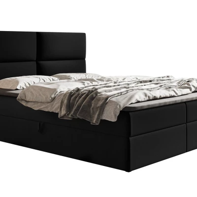 Boxspringová manželská postel CARLA 1 - 140x200, černá + topper