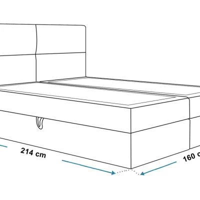 Boxspringová manželská postel CARLA 1 - 160x200, černá + topper