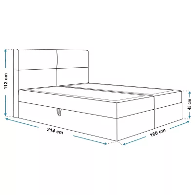 Boxspringová manželská postel CARLA 1 - 160x200, černá + topper