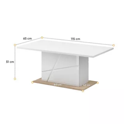 Konferenční stolek FABRICIA - bílý / dub riviera
