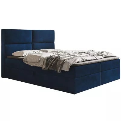 Boxspringová manželská postel CARLA 1 - 140x200, tmavě modrá + topper