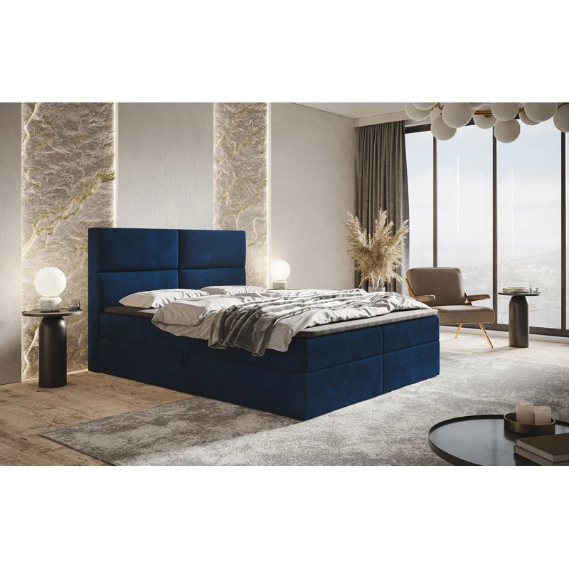 Boxspringová manželská postel CARLA 2 - 160x200, tmavě modrá