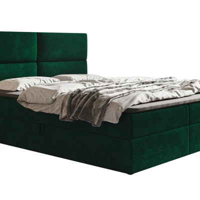 Boxspringová manželská postel CARLA 1 - 140x200, zelená + topper