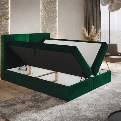 Boxspringová manželská postel CARLA 1 - 180x200, zelená + topper