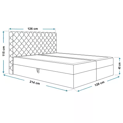 Boxspringová jednolůžková postel BRUNA 1 - 120x200, světle šedá + topper