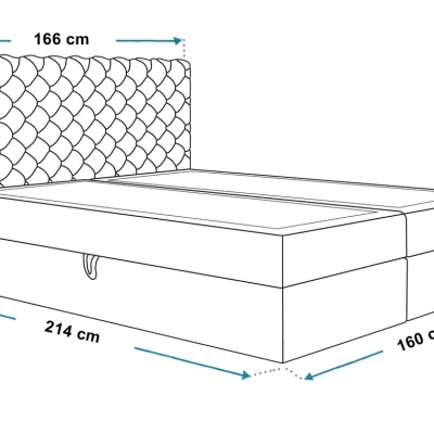 Boxspringová manželská postel BRUNA 1 - 160x200, světle šedá + topper