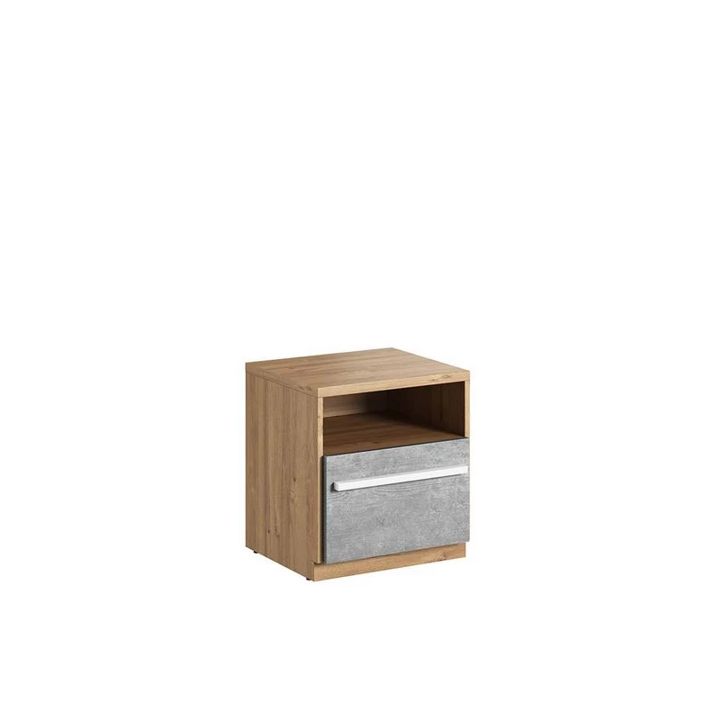 Noční stolek PANAJA - dub nash / bílá / beton