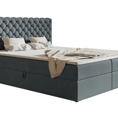 Boxspringová jednolůžková postel BRUNA 1 - 120x200, šedá + topper