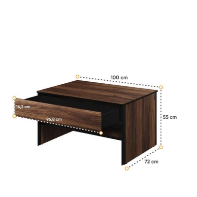 Konferenční stolek se šuplíkem BARIA - dub catania / černý
