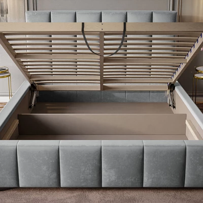 Čalouněná jednolůžková postel LORAIN - 120x200, světle šedá