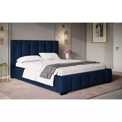 Čalouněná jednolůžková postel LORAIN - 120x200, tmavě modrá