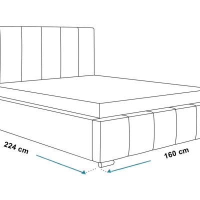 Čalouněná manželská postel LORAIN - 140x200, tmavě modrá