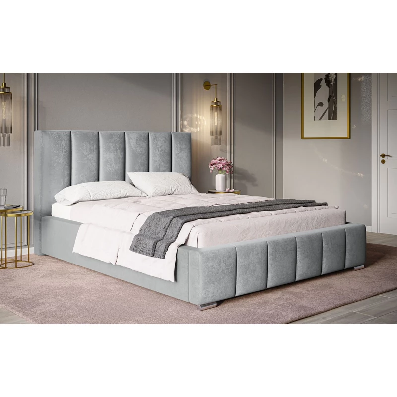 Čalouněná manželská postel LORAIN - 160x200, světle šedá