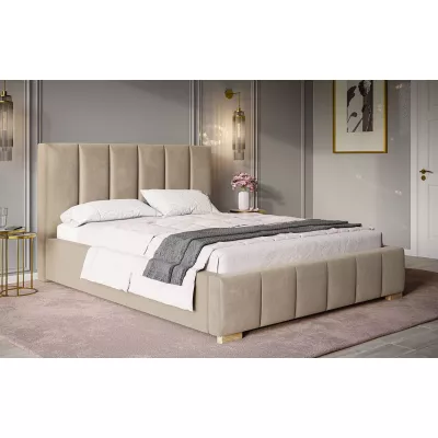 Čalouněná manželská postel LORAIN - 160x200, tmavě béžová