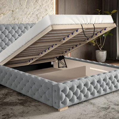 Čalouněná jednolůžková postel MARILOU - 90x200, šedá