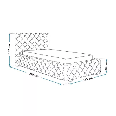 Čalouněná jednolůžková postel MARILOU - 90x200, šedá