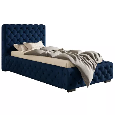 Čalouněná jednolůžková postel MARILOU - 90x200, tmavě modrá