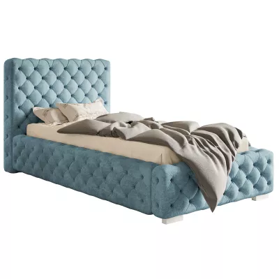 Čalouněná jednolůžková postel MARILOU - 90x200, světle modrá