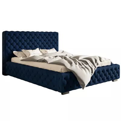 Čalouněná jednolůžková postel MARILOU - 120x200, tmavě modrá