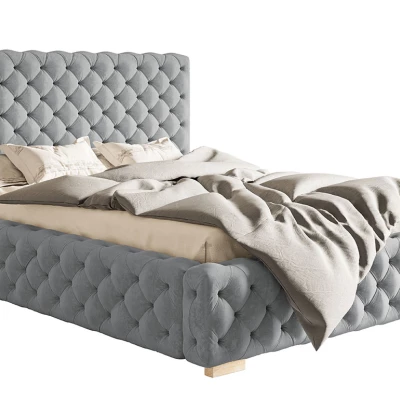 Čalouněná manželská postel MARILOU - 140x200, světle šedá