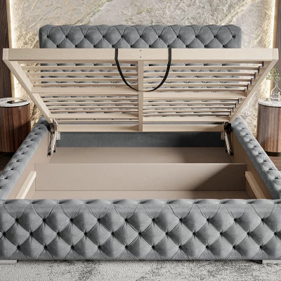 Čalouněná manželská postel MARILOU - 140x200, šedá