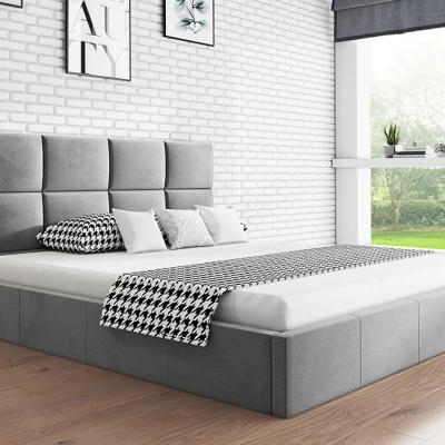 Čalouněná manželská postel CAROLE - 160x200, světle šedá
